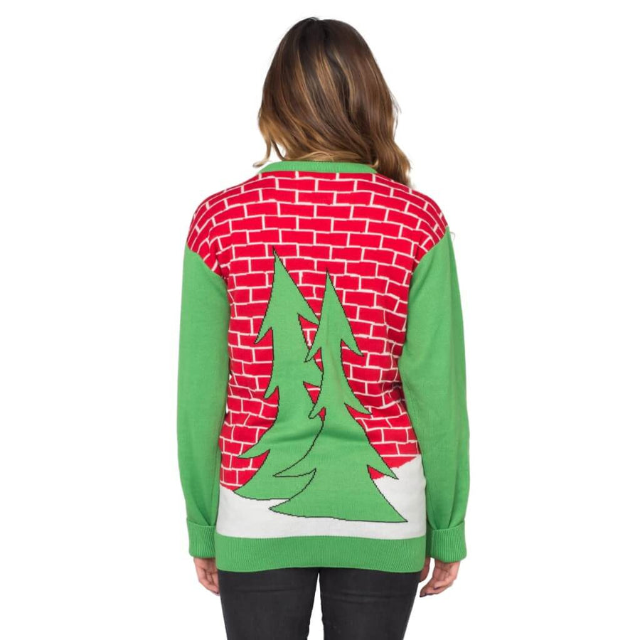 Women's Holiday Cheers! Santa with Beer Holder Stocking Ugly Christmas Sweater
