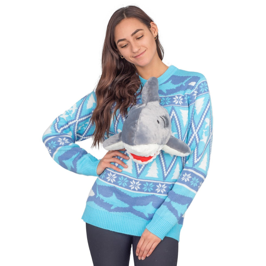 Women's 3D Shark Plushie Ugly Christmas Sweater