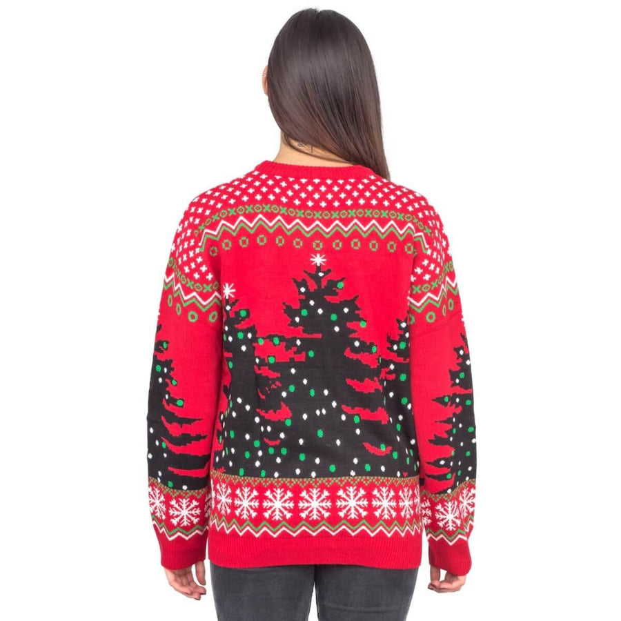 Women's Bob Ross Happy Little Xmas Trees Ugly Christmas Sweater