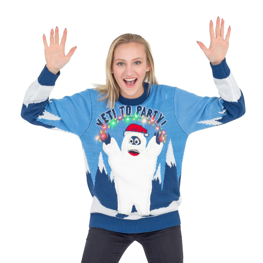 Women's Yeti to Party Light up LED Ugly Christmas Sweater