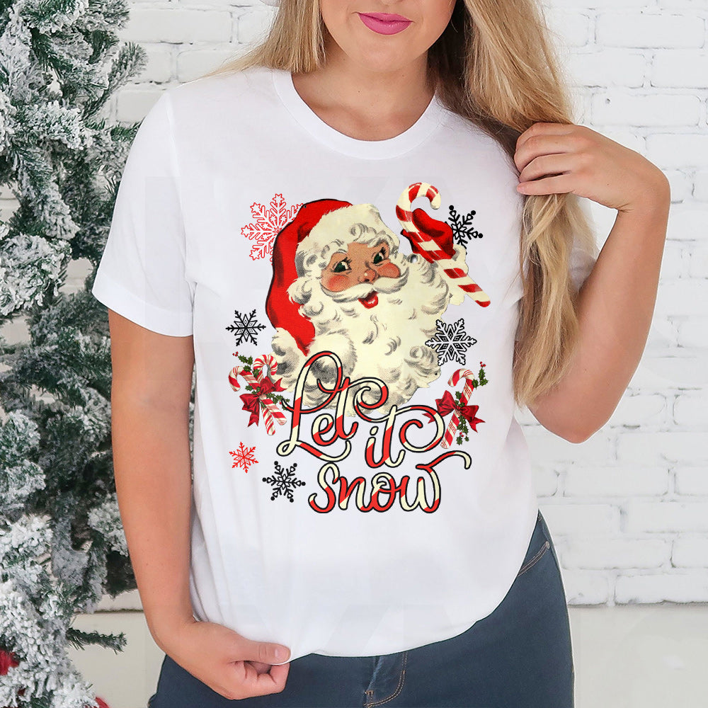 Xmas Let It Snow Santa With Candy Christmas Light Classic T Shirt