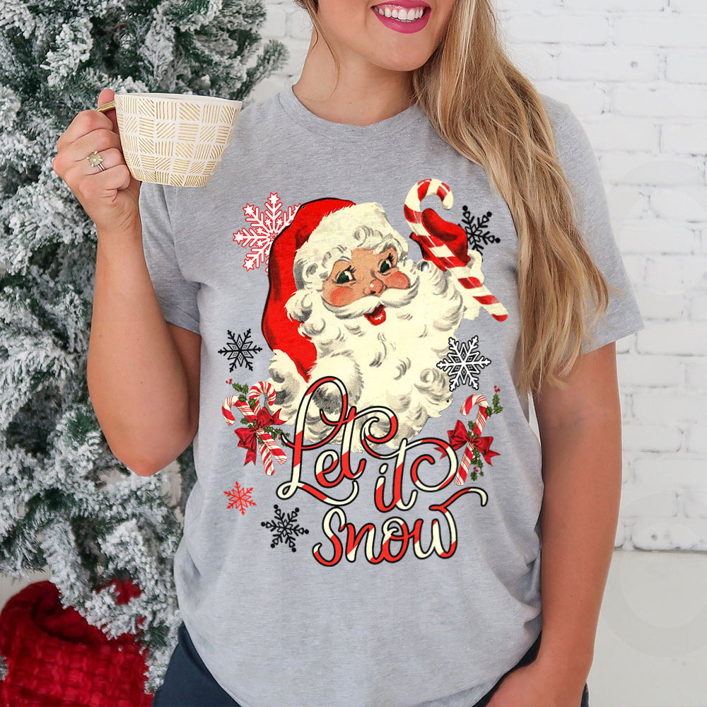 Xmas Let It Snow Santa With Candy Christmas Light Classic T Shirt