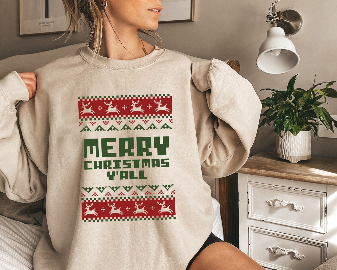 Merry Christmas yall Reindeer Ugly Christmas Shirt