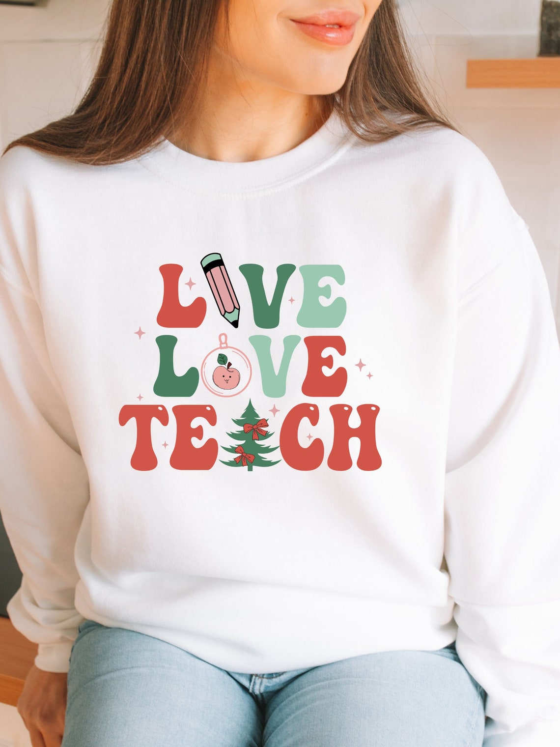Live Love Teach Christmas Shirt