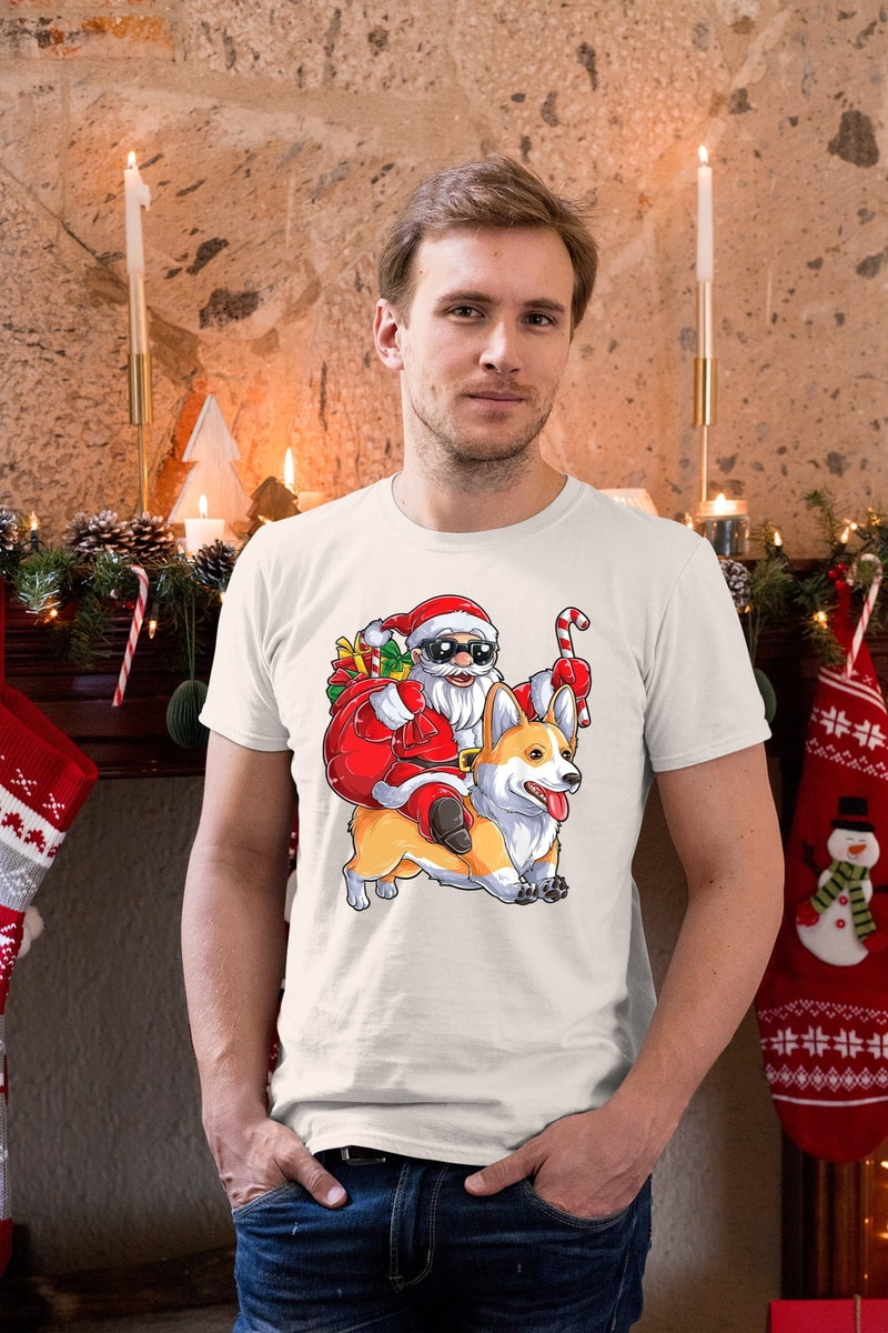 Christmas Santa Claus Riding Corgi Shirt