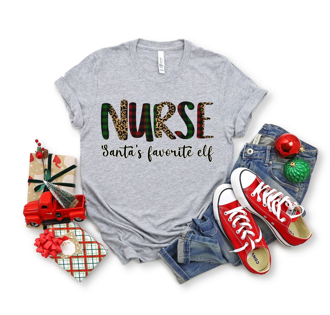 Nurse Santa's Favorite Elf Christmas Shirt