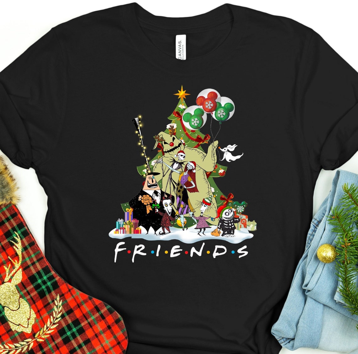 Jack Skellington Friends Disney Balloon Christmas Tree Shirt