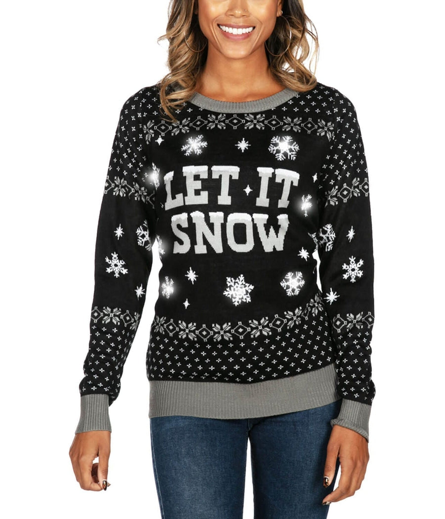 WOMEN'S LET IT SNOW LIGHT UP UGLY CHRISTMAS SWEATER