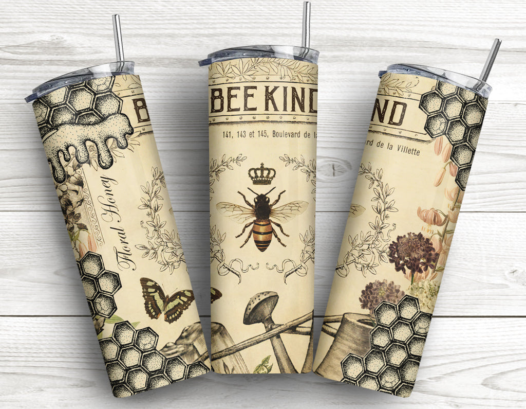 Bee Kind Quote Beautiful Vintage Gifts For Bee Lover Skinny Tumbler