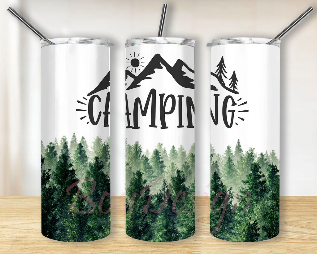 Camping Forest Beautiful Background Gifts For Camping Lover Skinny Tumbler