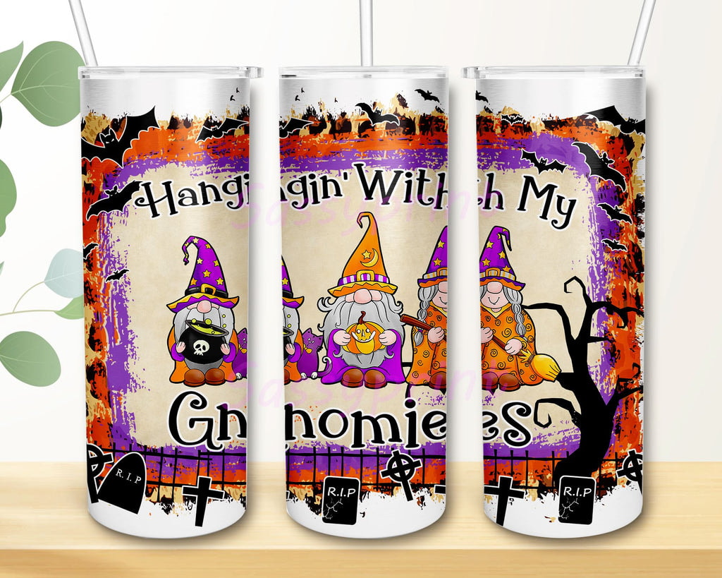 Hangin' With My Gnomies Halloween Gifts For Gnome Lover Skinny Tumbler
