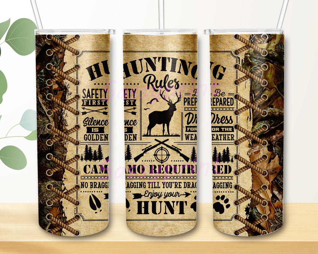 Hunting Rules Beautiful Camo In The Forest Gifts For Hunter Skinny Tumbler
