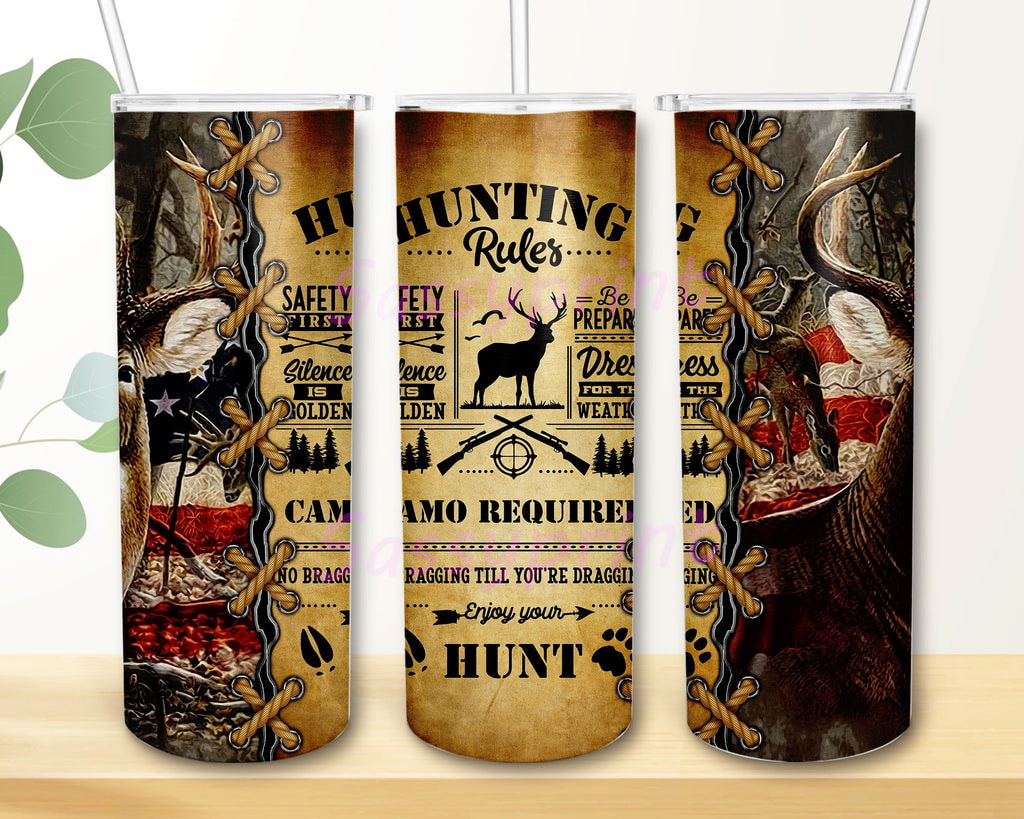 Hunting Rules Camo Hunt Beautiful Safety First Skinny Tumbler