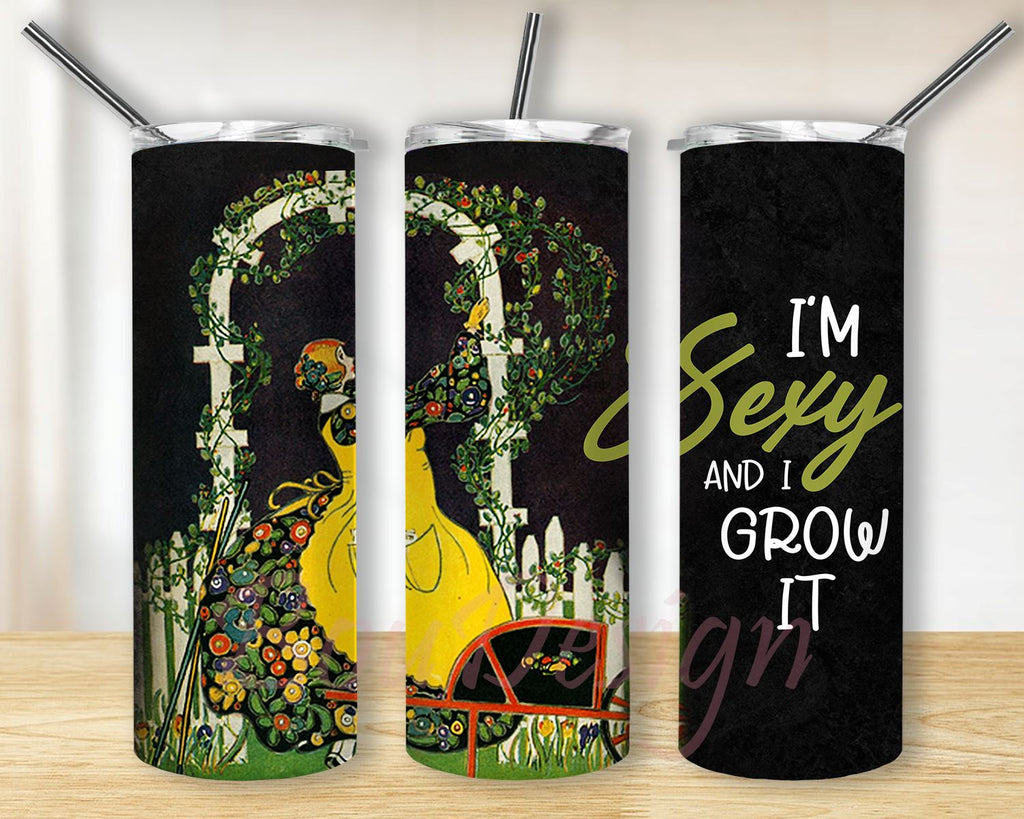 Im Sexy and I Grow It Black Woman Gifts Skinny Tumbler