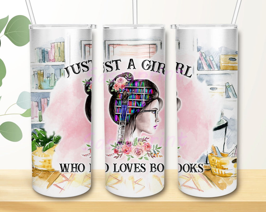 Just A Girl Who Loves Book Beautiful Book In The Brain Skinny Tumbler