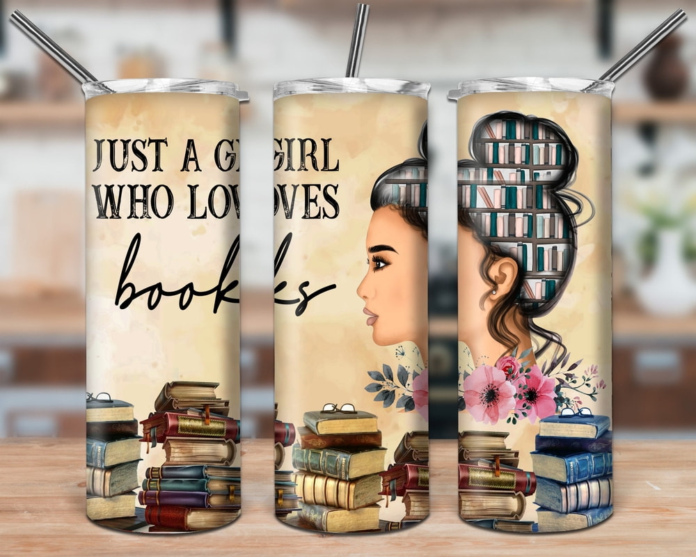 Just A Girl Who Loves Books With Book Worm And Bun Girl Hair On Vintage Background