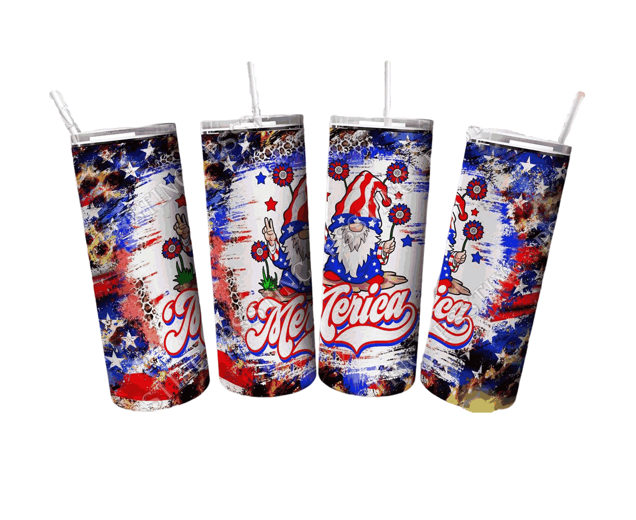 4th Of July America Gnome With Seamless Leopard Patriotic Pattern On Both Sides