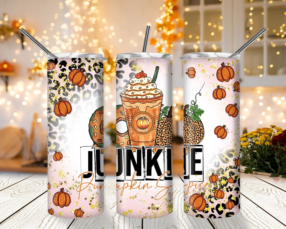 Junkie Pumpkin Spice With Seamless Leopard Coffee Template
