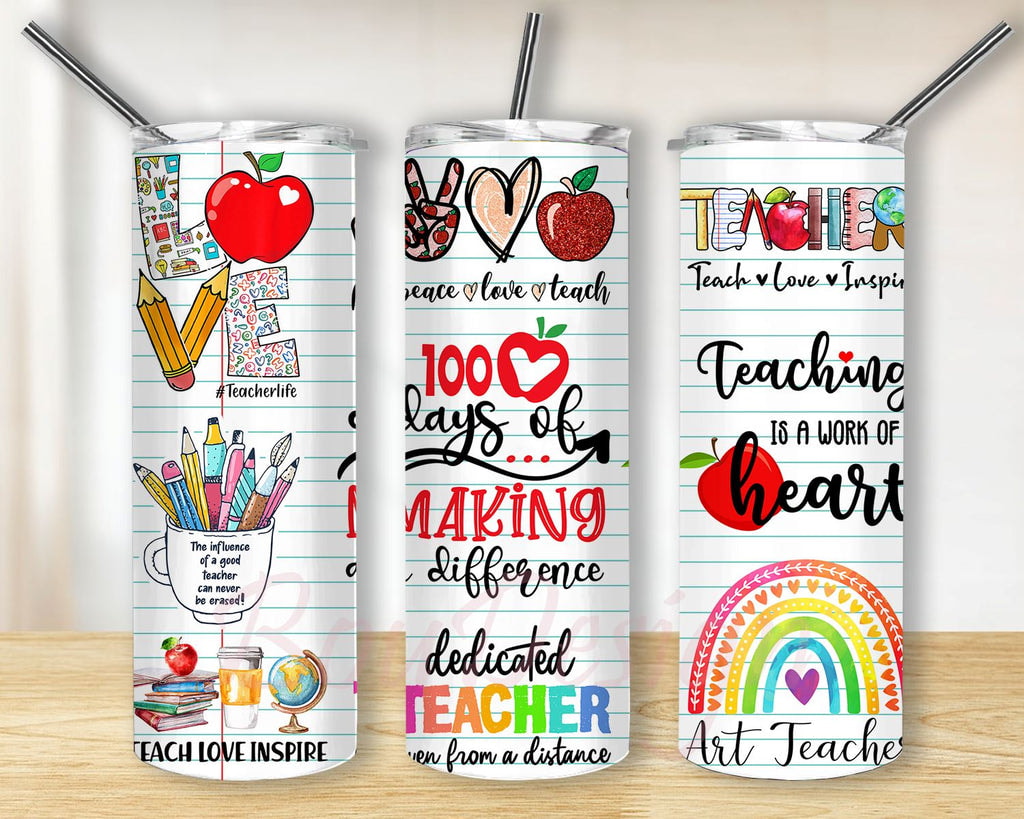 Rainbow Glitter Teacher Love Inspire Isa Work Of Heart Gifts For Teacher Lover Skinny Tumbler