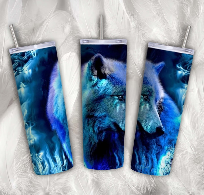 Lonely Wolf With Starry Night Wolves Template On Blue Sky