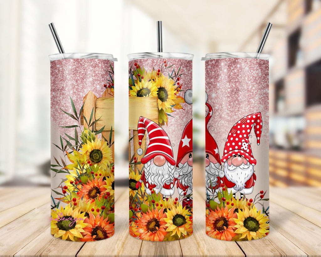 Sunflowers And Gnomes Beautiful Gifts For Gnomes Lover Skinny Tumbler