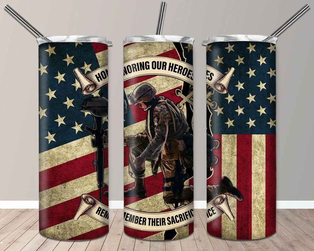 Honoring Our Heroes With USA Flag Soldier Template And Patriotic American Soldier