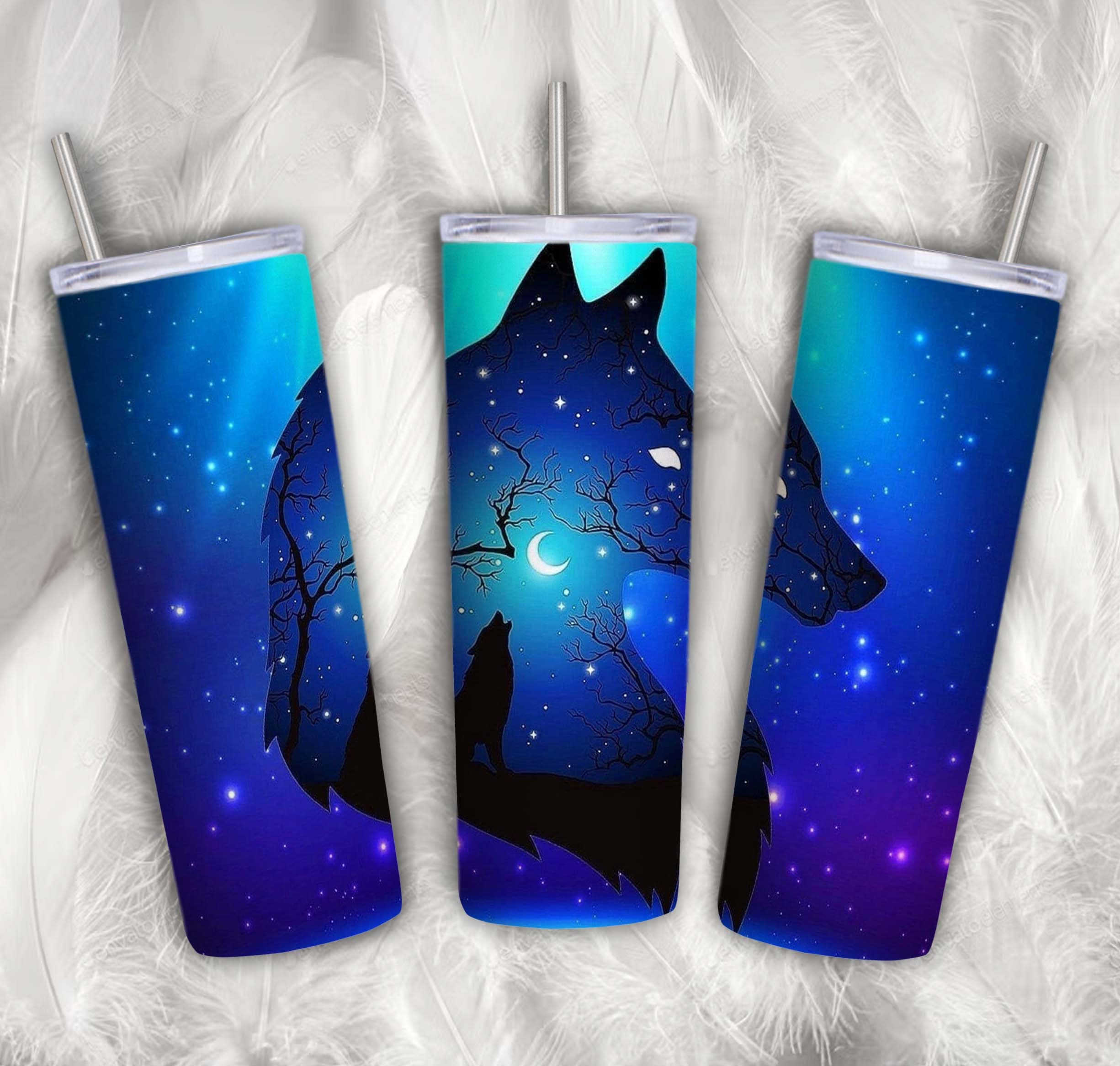 Night Wolf With Starry Night Wolves Template