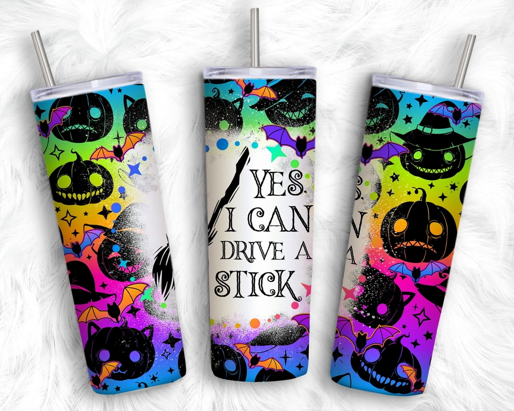 I Can Drive A Stick Neon Halloween Witch