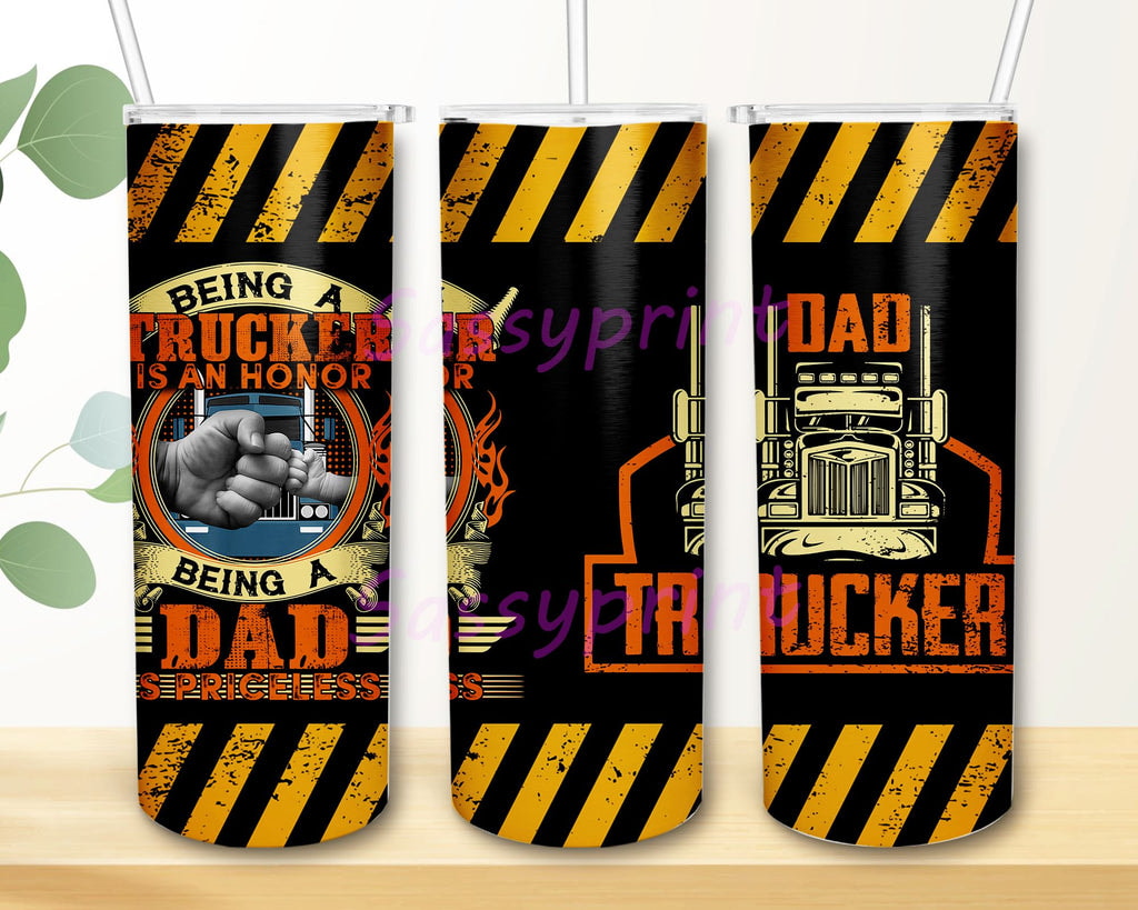Trucker Being A Dad Is Priceless Father's Day Skinny Tumbler