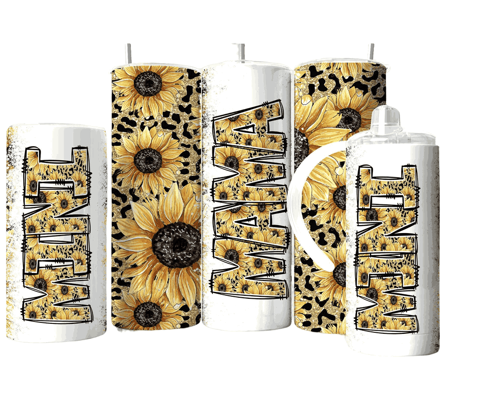Mama Mini, Sunflower Cheetah Print On White Background