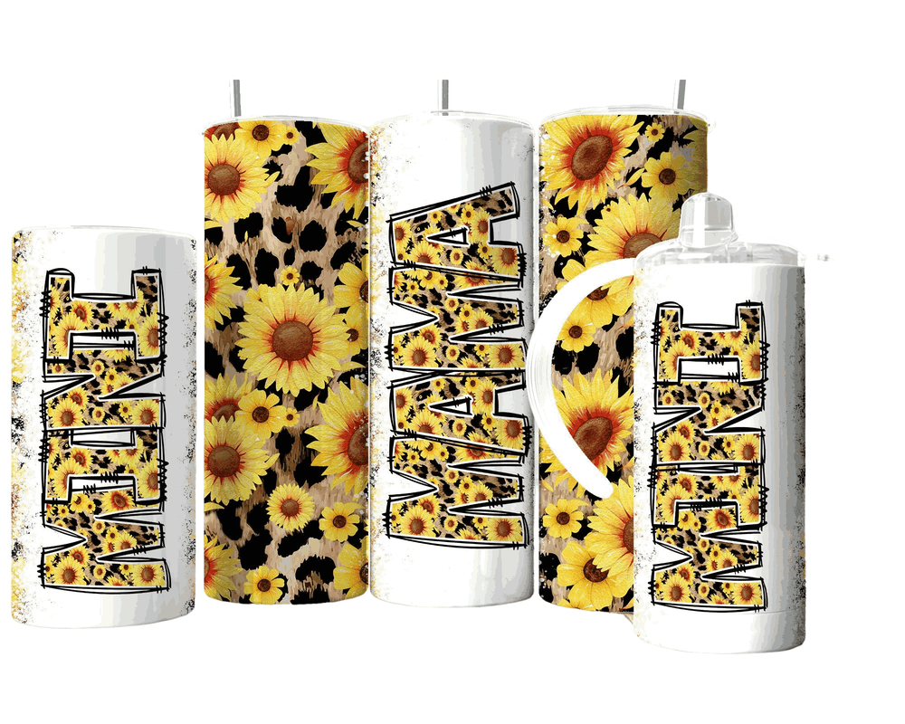 Mama Mini Sunflower Cheetah Print On White Background