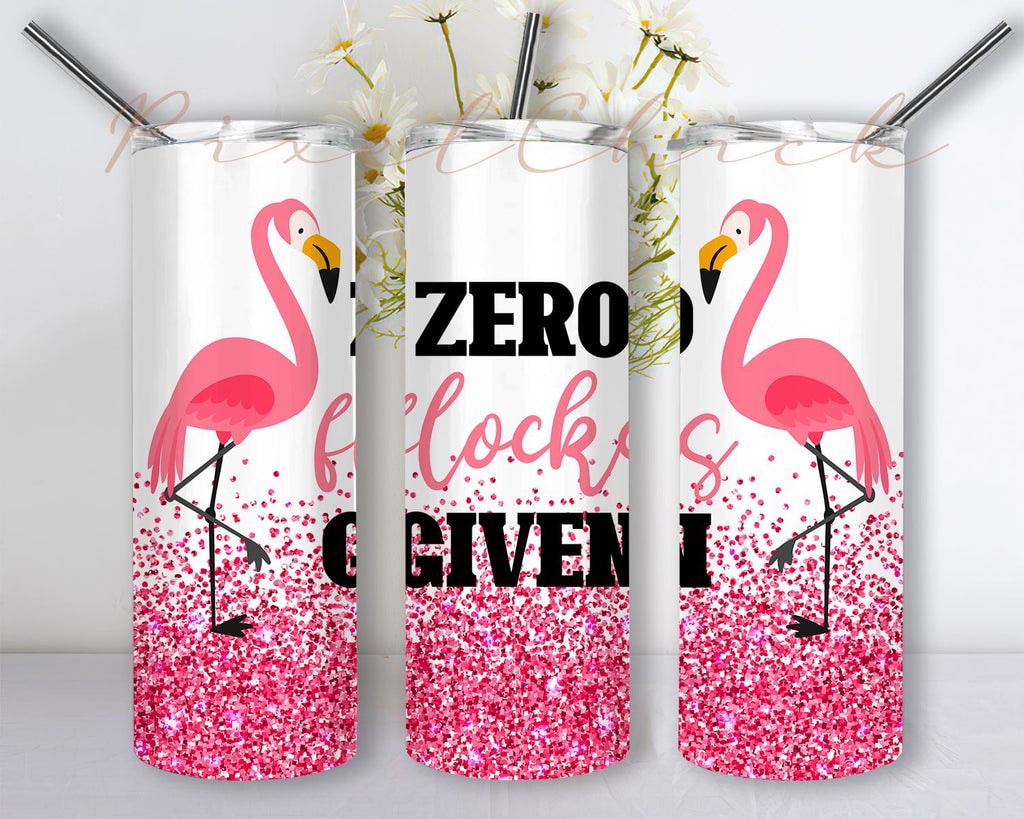 Pink Flamingo Zero Flocks Given Flamingo Glitter Pink Gold Skinny Tumbler