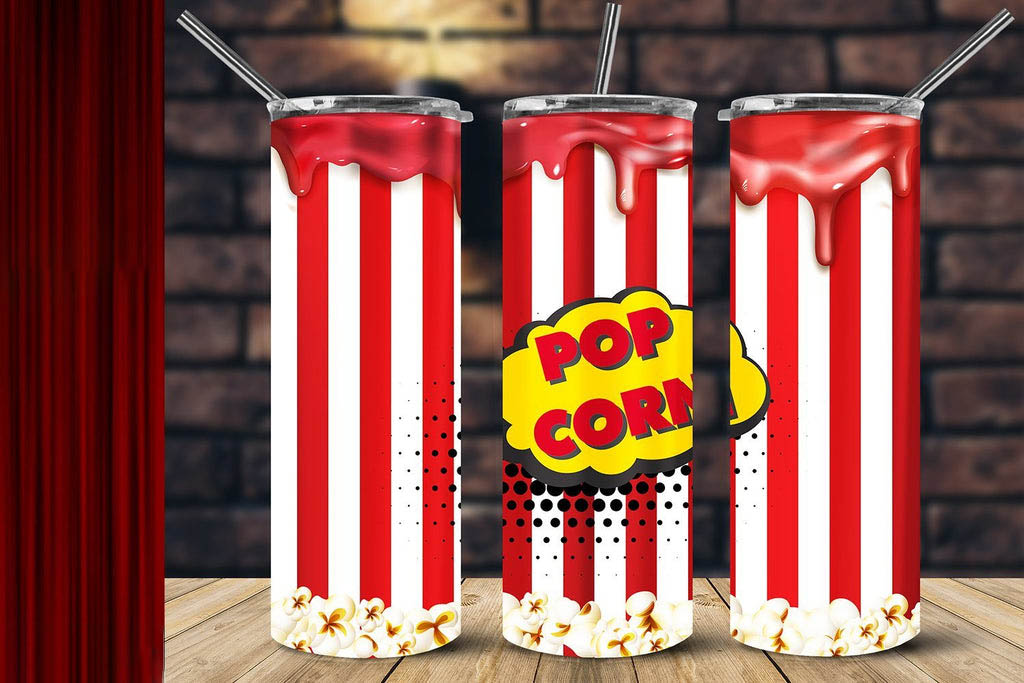 Popcorn Beautiful Red And White Color Gifts For Popcorn Lover Skinny Tumbler