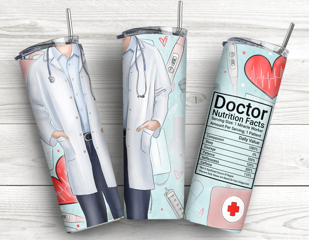 Male Doctor Nutrition Facts Beautiful Pattern With Heart Skinny Tumbler
