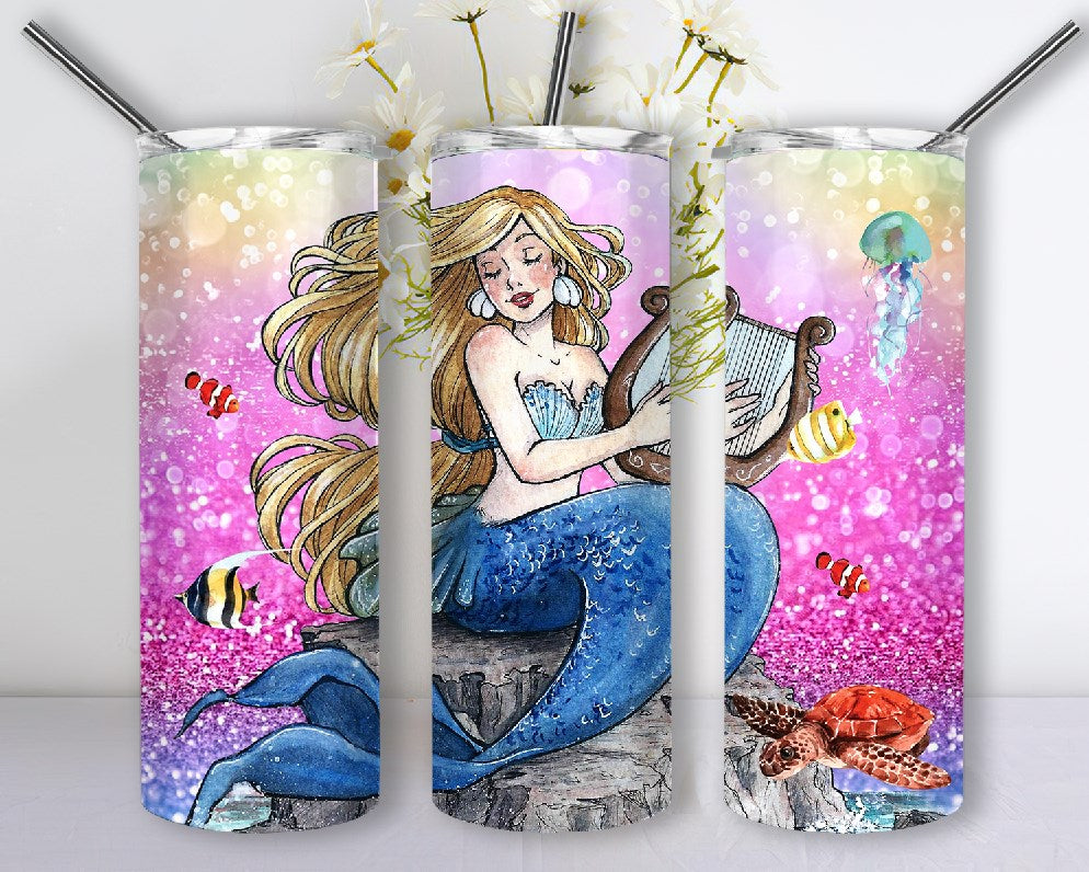 Mermaid Under The Sea Beautiful With Colorful Skinny Tumbler