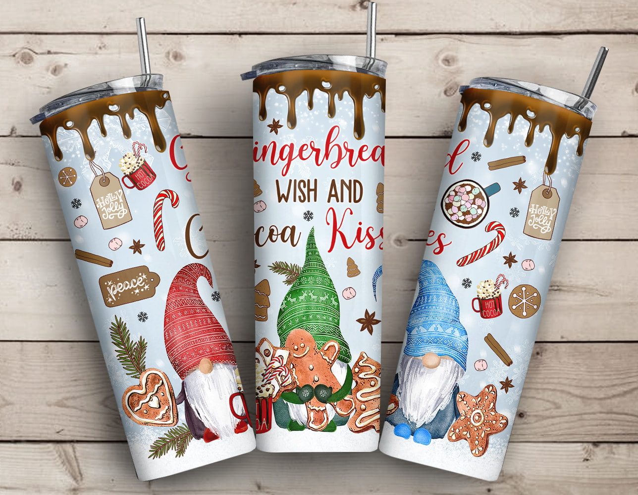 Christmas Gnome Gingerbread Kisses Beautiful Pattern Gifts For Christmas Day Skinny Tumbler