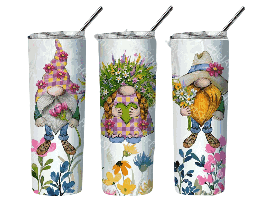 Wildflower Gnomes Beautiful Flower With White Background Skinny Tumbler