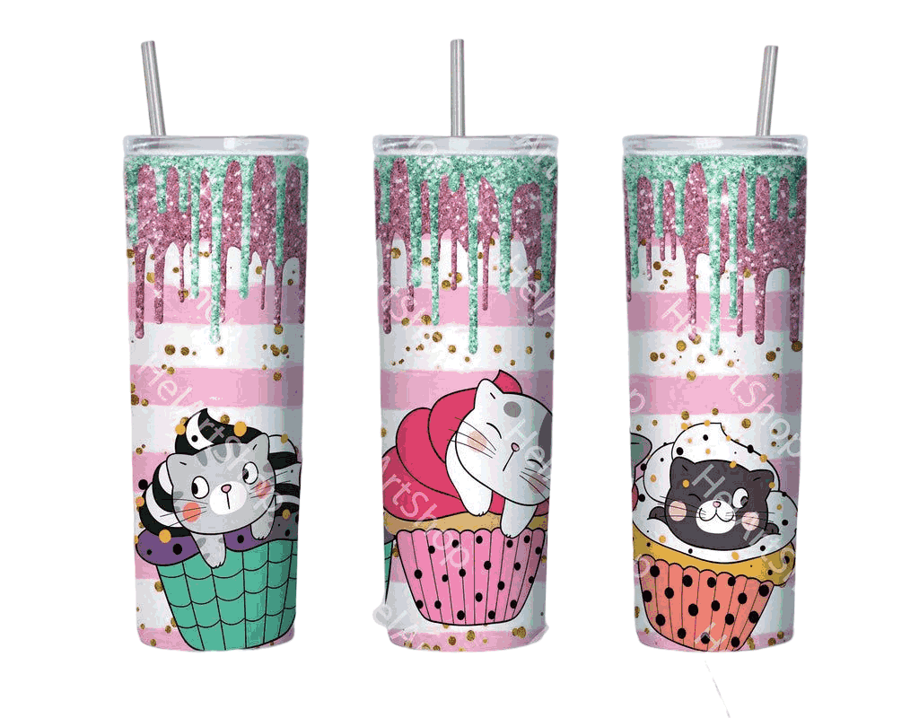 Cupcakes Cute With Cat Colorful Gifts For Cat Lover Skinny Tumbler