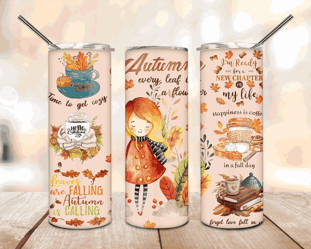 Fall Quotes Autumn Every Leaf Is A Flower Beautiful Skinny Tumbler