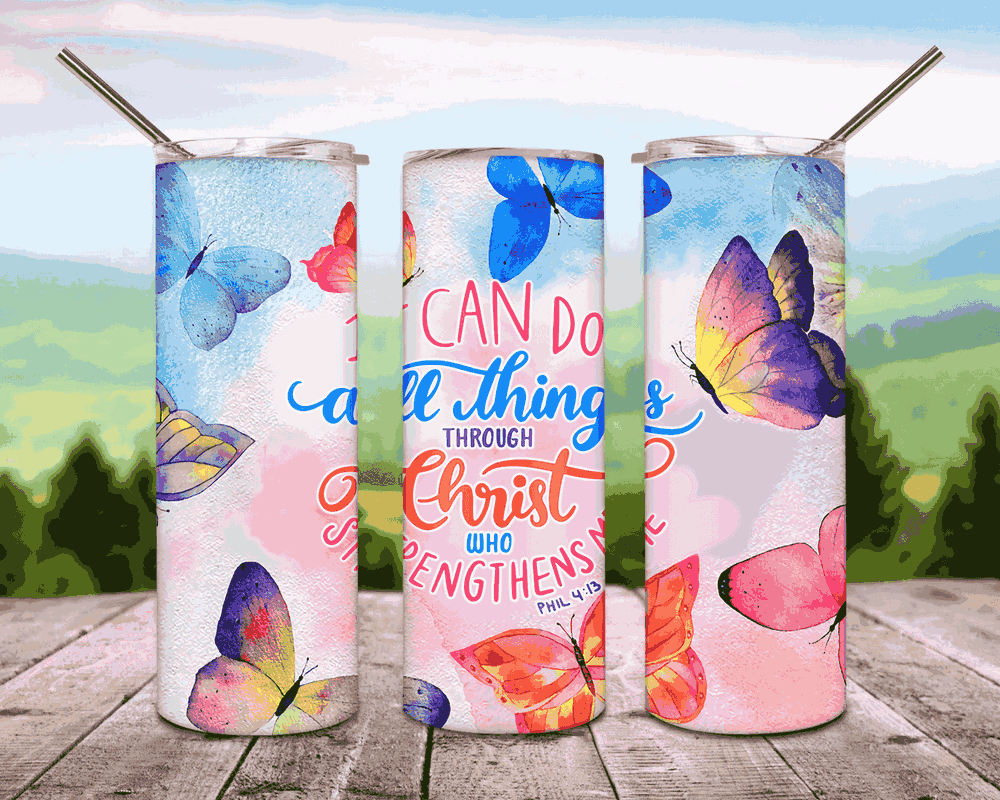 God Christian Bible Butterfly Beautiful Color Gifts For Butterfly Lover Skinny Tumbler