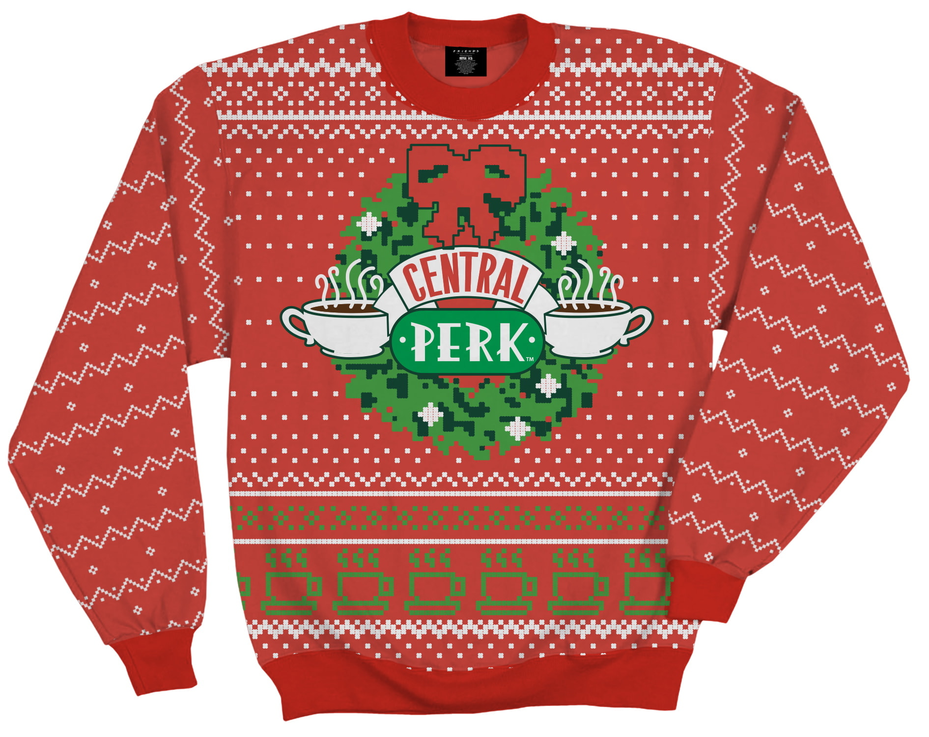 Friends Central Perk Wreath Ugly Christmas Sweater Red