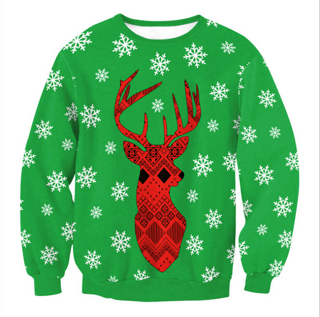 Snow Reindeer Cute Christmas Sweater