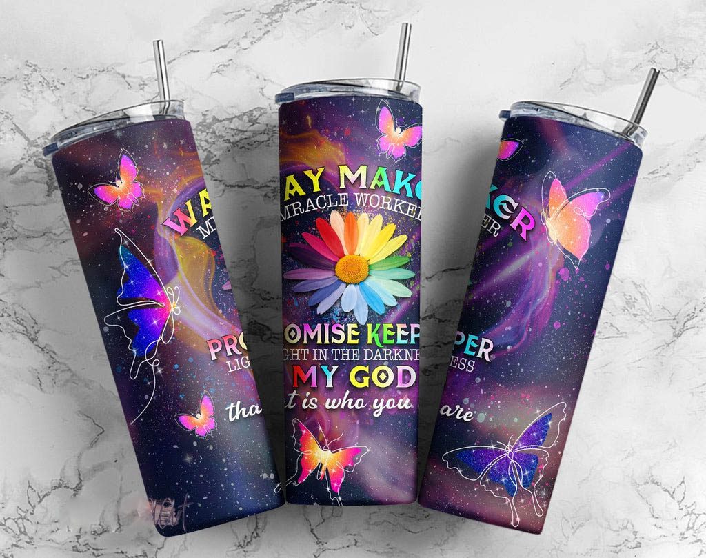 Waymaker Miracle Worker My God Colorful In The Space Skinny Tumbler