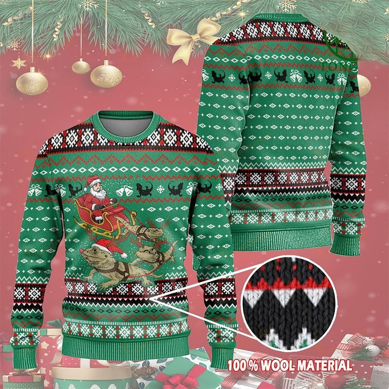 3D Christmas Bearded Dragon Ugly Sweaters
