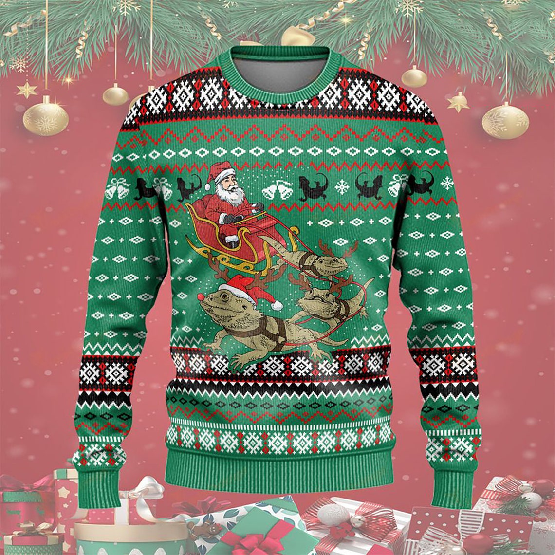 3D Christmas Bearded Dragon Ugly Sweaters