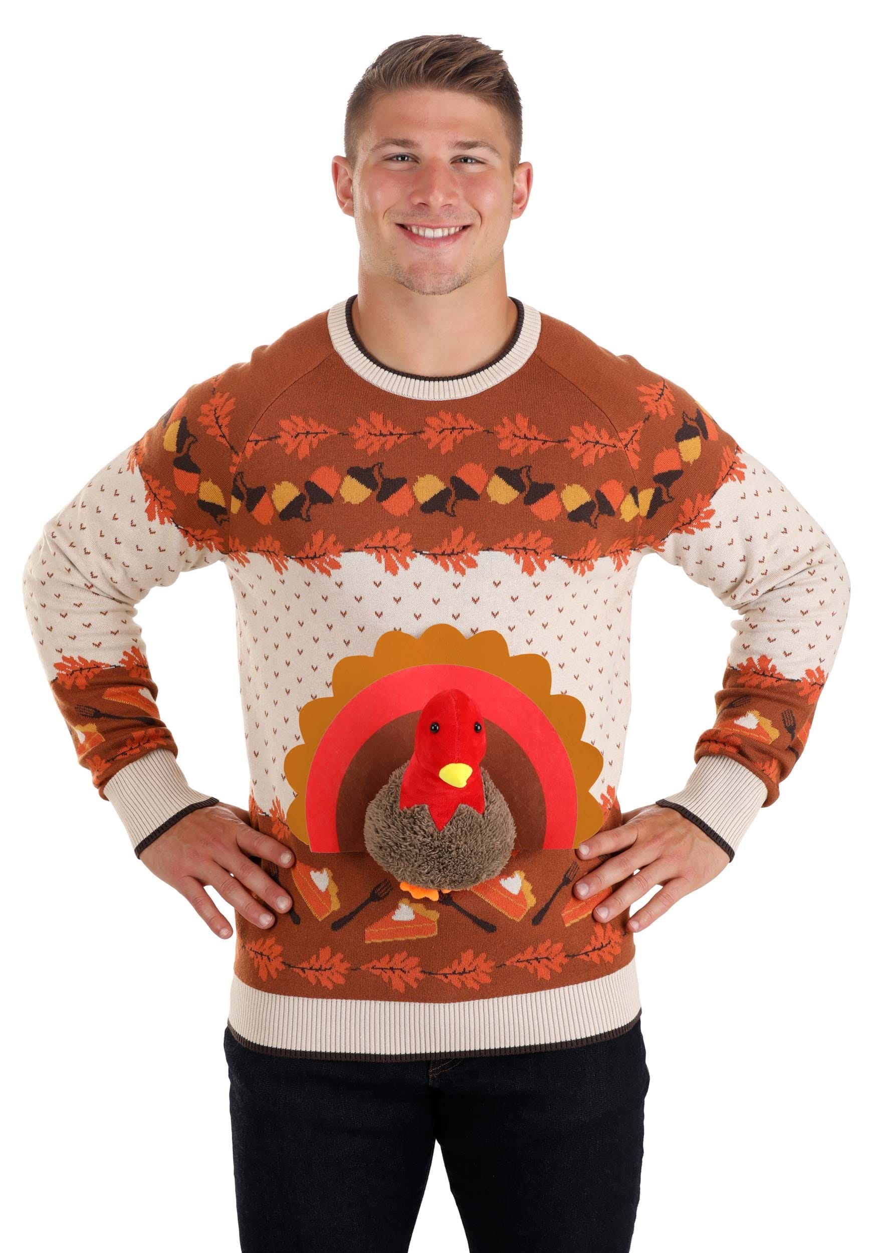 3D Turkey Adult Ugly Holiday Sweater