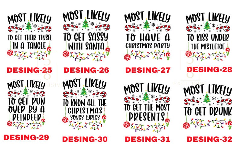 48 Quotes Most Likely To Shirts, Family Matching Christmas Shirts, Funny Xmas Group Shirt