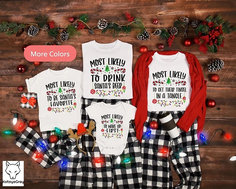 48 Quotes Most Likely To T-Shirt, Family Matching Christmas Shirts