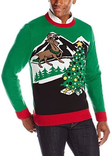 Reindeer Christmas Tree Light Ugly Christmas Sweater