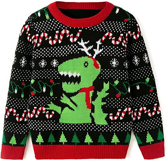 Green Dinosaur Family Christmas Sweater